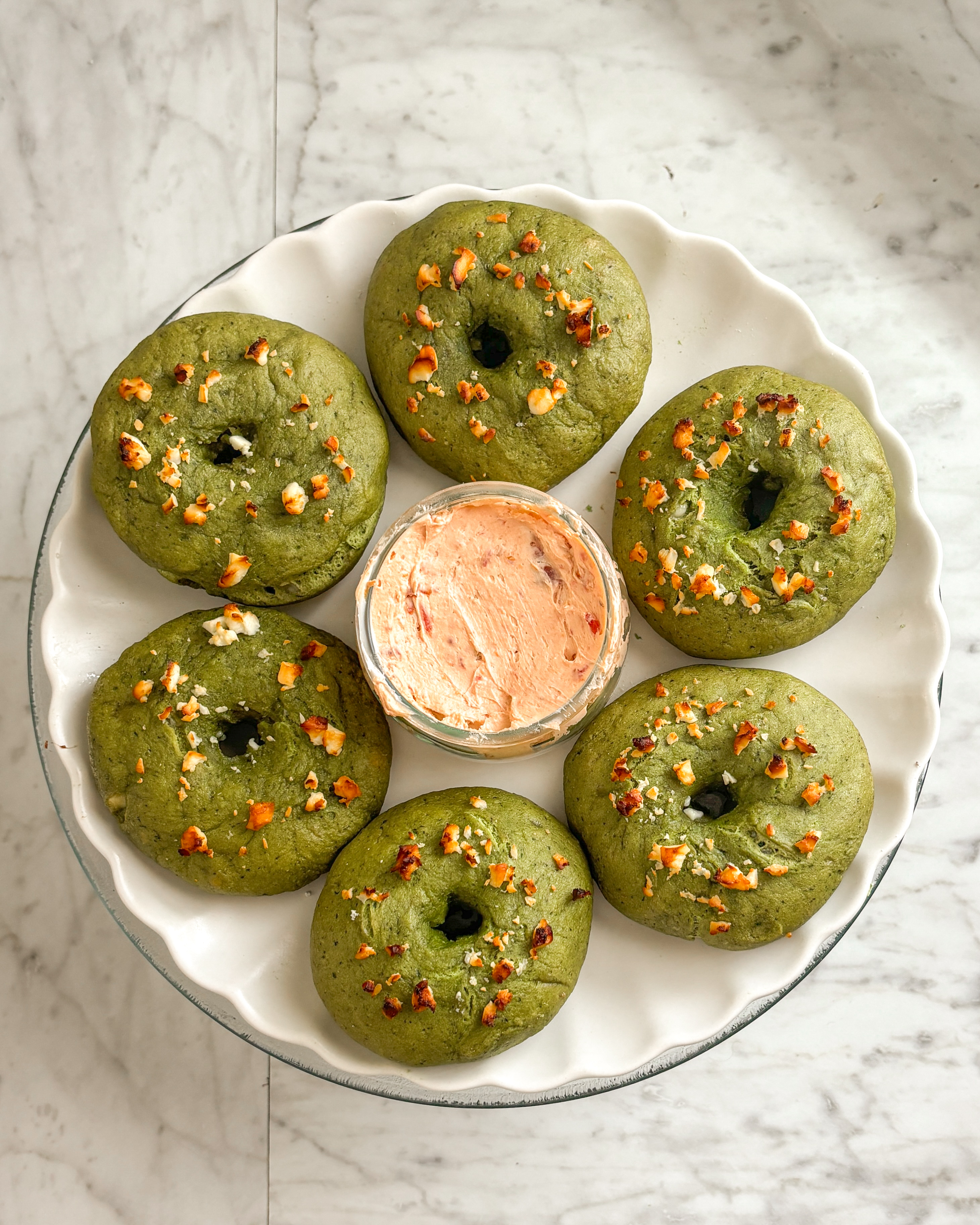GF Spinach & Feta Bagels with Sundried Tomato Cream Cheese